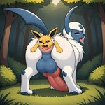 anal anal_vore animal_genitalia animal_penis anus balls big_anus big_balls big_penis butt butt_grab canine_penis duo feral genitals hand_on_butt knot male penis vore thedavid absol eeveelution generation_1_pokemon generation_3_pokemon jolteon pokemon_(species) hi_res