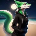 anthro female full_moon fur hi_res moon night_sky samantha_stone sergal solo