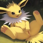 eeveelution female feral generation_1_pokemon genitals jolteon mammal masturbation pokemon pokemon_(species) pussy solo