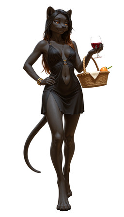 4_toes 5_fingers alcohol anthro barefoot basket beverage biped black_body black_clothing black_fur black_hair black_nose bracelet breasts claws cleavage clothed clothing container cup digitigrade dress drinking_glass feet female fingers food fruit fur glass glass_container glass_cup grape hair hand_on_hip holding_object jewelry long_hair looking_at_viewer melanistic navel orange_eyes plant simple_background smile solo standing toes white_background wine wine_glass yellow_eyes crashbandit felid feline mammal pantherine comfyui_(software) digital_media_(artwork) furationxl_(model) hi_res nai-diffusion-4-full_(model) prompt_metainfo