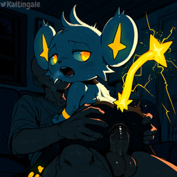 5_fingers ambiguous_gender ambiguous_on_human ambiguous_penetrated anal anal_penetration balls bestiality black_body black_fur blue_body blue_fur blush bodily_fluids bottomless breath breath_cloud butt butt_grab cheek_tuft clothed clothed/nude clothing cowgirl_position duo electricity faceless_character faceless_male facial_tuft fangs feet feral feral_penetrated fingers from_front_position fur furniture genital_fluids genitals glowing glowing_eyes glowing_markings glowing_tail hand_on_butt head_tuft human_on_feral human_penetrating human_penetrating_feral inside interspecies looking_at_viewer looking_back looking_back_at_viewer male male/ambiguous markings narrowed_eyes night nude on_bottom on_sofa on_top open_mouth pawpads paws penetration penile penile_penetration penis penis_in_ass pokephilia sex side_view sitting sky sofa sparks star starry_sky sweat teeth toes tongue tuft window yellow_body yellow_eyes yellow_fur kaltingale_(director) nintendo pokemon generation_4_pokemon human mammal pokemon_(species) shinx hi_res signature