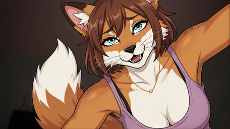 anthro big_breasts breasts female jewelry necklace solo j4cktr canid canine fox mammal
