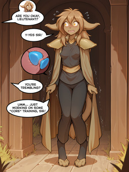 anthro barefoot blush bodily_fluids bottomwear breasts brown_body brown_fur brown_hair caught clothed clothing cutaway dialogue digitigrade door duo embarrassed feet female fur genital_fluids genitals hair internal nervous omorashi open_mouth outside pants penetration plant public scared shaking solo_focus surprise sweat sweatdrop text toes trembling uterus vaginal vaginal_penetration yellow_eyes anontk twokinds madelyn_adelaide nikolai_alaric basitin canid canine canis keidran mammal english_text hi_res