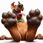 4_toes big_nose canid canine canis domestic_dog feet feral foot_fetish foot_focus great_dane looking_at_viewer male mammal mastiff molosser open_mouth pawpads paws scooby-doo solo sombreru squint_eyes toes tongue tongue_out