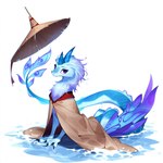 cloak clothing fur hat headgear headwear straw_hat water forsaken sisu_(ratld) dragon furred_dragon