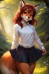 anthro auburn_hair blouse brown_eyes clothing female school_uniform smile smiling_at_viewer solo student topwear uniform mindry emalee_(mindry) canid canine fox mammal