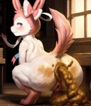 anatomically_correct anatomically_correct_anus anatomically_correct_genitalia anatomically_correct_pussy anthro anus crouching fart fart_fetish feces female fur gaping gaping_anus genitals looking_at_viewer pussy rear_view scat solo spread_legs spreading eeveelution generation_6_pokemon pokemon_(species) sylveon hi_res