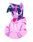 anthro clothing equid equine female friendship_is_magic hair hi_res hoodie horn horse looking_at_viewer mammal my_little_pony purple_body shinyluxio smile solo topwear twilight_sparkle_(mlp) unicorn