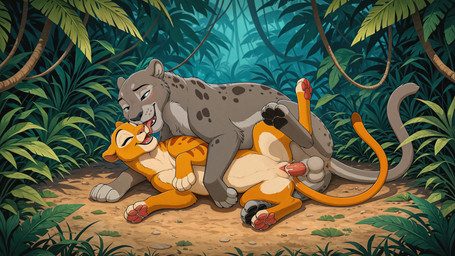 animal_genitalia animal_penis animal_pussy anus balls black_pawpads blue_eyes bodily_fluids countershading cum cum_in_pussy cum_inside dipstick_tail duo ejaculation erection eyes_closed face_lick feline_genitalia feline_penis feline_pussy female female_penetrated feral feral_on_feral feral_penetrated feral_penetrating from_behind_position fur genital_fluids genitals grey_body grey_fur grey_nose happy happy_sex jungle licking looking_pleasured lying male male/female male_penetrating male_penetrating_female markings multicolored_body multicolored_fur nature on_side open_mouth open_smile orgasm outside pawpads penetration penile penile_penetration penis penis_in_pussy pink_nose pink_pawpads plant pussy quadruped romantic sex smile spots spread_legs spreading tail tail_markings tan_body tan_fur tongue tongue_out two_tone_body two_tone_fur vaginal vaginal_penetration vines mzuri felid feline lion mammal pantherine hi_res