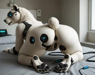 all_fours anthro anus black_anus black_pussy blue_eyes bouncing_butt butt cybernetic_arm cybernetic_eye cybernetic_limb cybernetics female fur genitals hindpaw inside looking_at_viewer looking_back looking_back_at_viewer machine nude pawpads paws pussy realistic rear_view shaking_butt solo white_body white_fur nnam_si3 mammal polar_bear ursid ursine animated short_playtime webm