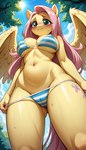 anthro bikini blush clothing female mlp shy solo swimwear wings tricksterfox fluttershy_(mlp) equid equine mammal pegasus absurd_res hi_res