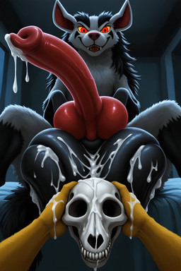 after_vore animal_genitalia animal_penis balls big_balls big_penis bodily_fluids bone canine_genitalia canine_penis clenching_balls cock_vore cum cum_on_balls cum_on_hand duo feral first_person_view genital_fluids genitals huge_balls huge_penis hyper hyper_balls hyper_genitalia hyper_penis knot low-angle_view male night penile penis sitting skull vore thedavid nintendo pokemon generation_3_pokemon mightyena pokemon_(species) absurd_res hi_res