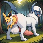 anal anal_vore animal_genitalia animal_penis anus balls big_anus big_balls big_penis canine_penis duo feral genitals knot male penis rear_view vore thedavid absol eeveelution generation_1_pokemon generation_3_pokemon jolteon pokemon_(species) hi_res