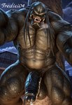 balls black_body bodily_fluids cum genital_fluids genitals imminent_sex looking_at_viewer male muscular penis sharp_teeth size_difference solo teeth vein tredici04 humanoid yautja big_(disambiguation) hi_res