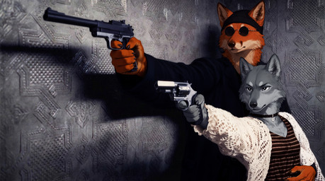 5_fingers aiming anthro beanie black_clothing black_eyes black_hat black_headwear black_nose choker claws clothed clothing collar detailed_background duo embrace eyewear female fingers fully_clothed fur glasses grey_body grey_eyes grey_fur gun handgun hat headgear headwear holding_gun holding_handgun holding_object holding_ranged_weapon holding_weapon hug inner_ear_fluff jacket jewelry male male/female multicolored_body multicolored_fur necklace orange_body orange_fur pistol ranged_weapon red_body revolver smile standing stripes sunglasses topwear tuft weapon white_body white_clothing white_fur burioth canid canine canis fox mammal red_fox true_fox wolf detailed digital_media_(artwork) hi_res widescreen