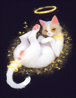 anus collar female feral genitals halo paws pussy solo tail ammoniam angel domestic_cat felid feline felis mammal absurd_res hi_res