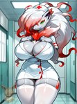 anthro clothing female legwear nurse_clothing nurse_uniform solo stockings uniform white_body eevee_ai_arts nintendo pokemon canid canine fox hisuian_form hisuian_zoroark mammal pokemon_(species) regional_form_(pokemon)
