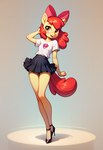 anthro bottomwear breasts clothing dancing female footwear high_heels miniskirt shirt skirt small_breasts solo t-shirt teenager topwear young foxlover7796 apple_bloom_(mlp) equid equine horse mammal my_little_pony pony