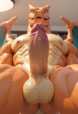 abs anthro balls big_balls big_penis blue_eyes blurred_background book bookshelf butt countershade_torso countershading depth_of_field detailed_scales erection foreskin furniture genital_focus genitals glans glistening glistening_balls glistening_genitalia glistening_penis huge_balls humanoid_genitalia humanoid_penis inside light looking_at_genitalia looking_at_penis looking_down looking_down_at_self low-angle_view male muscular muscular_anthro muscular_male mythology nipples orange_body penis photo pink_nipples presenting presenting_balls presenting_penis retracted_foreskin saggy_balls scales solo tan_body tan_countershading thick_penis vein veiny_penis wings yellow_balls yellow_penis dfy6c nintendo pokemon charizard dragon generation_1_pokemon mythological_creature mythological_scalie pokemon_(species) scalie detailed hi_res