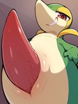 big_penis foreshortening genitals glistening green_body grin happy inside leaning leaning_back looking_at_viewer low-angle_view narrowed_eyes penis receiving_pov red_penis seductive smile smug tapering_penis teasing vein veiny_penis nastai generation_5_pokemon pokemon_(species) snivy absurd_res hi_res portrait three-quarter_portrait