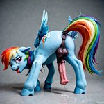 animal_genitalia animal_penis anus balls big_penis bodily_fluids butt cum equine_genitalia female feral genital_fluids genitals hair intersex leaking_precum penis precum presenting solo tongue tongue_out anonymous_director rainbow_dash_(mlp) equid equine horse mammal my_little_pony pony