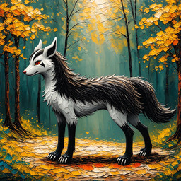 feral forest male plant red_eyes red_nose solo standing tree yellow_sclera thedavid nintendo pokemon generation_3_pokemon mightyena pokemon_(species) hi_res oil_painting_(artwork) painting_(artwork) traditional_media_(artwork)