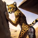 absurd_res anthro anus cheetah detailed detailed_background detailed_fur felid feline foxboy genitals hi_res male mammal nude slim solo