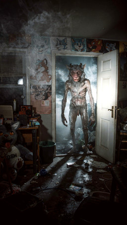 anorexia anthro bdsm beer_bottle big_hands black_eyes blinds blue_body blue_eyes blue_fur blush book bottle bovid_horn brown_body brown_fur cables can caprine_horn chair computer container cup derelict desk dirty dirty_feet door door_handle doorknob doorway down drawing ectoplasm emotionless feet floor fog foggy fur furniture genitals ghastly glistening glistening_body goat_horn grey_body grey_fur hair hairy hoard horn horror_(theme) humanoid_feet humanoid_genitalia humanoid_penis humor ill inside light_switch male messy messy_fur messy_hair messy_room moldy mythology navel night nightmare_fuel outside paper penis pink_face plushie poster pubic_fuzz red_face reflection ribs rotten_teeth skinny skinny_anthro skinny_male smoke solo stool sulphur table teeth tile tile_floor tissue_box toilet_paper trash trash_bag trash_can tray ugly veiny_arm wet wet_body wet_fur window window_light bovid canid canine canis caprine demon domestic_cat domestic_dog felid feline felis fox ghost goat humanoid husky hybrid mammal monster nordic_sled_dog spirit spitz werecanid werecanine werecreature werewolf comic hi_res meme sketch