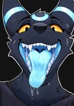 anthro bodily_fluids dripping headshot male mouth_shot open_mouth orange_eyes outline saliva saliva_drip saliva_string smile solo throat vore white_outline headshot_portrait hi_res portrait