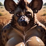 anthro big_breasts bodily_fluids breasts brown_eyes close-up cum cum_on_face drooling female female_anthro front_view genital_fluids glistening glistening_body hair hyena_fur looking_at_viewer nude nude_anthro nude_female open_mouth saliva savanna slightly_chubby solo solo_focus sweat sweaty sweaty_body director_homer_26 hyaenid mammal animated portrait webm