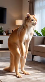 anthro blonde_hair breasts crouching crouching_female digitigrade female fur furniture hair living_room long_tail pawpads pink_nose realistic red_eyes small_breasts sofa solo yellow_body yellow_fur zabern mila_minx mammal mink mustelid musteline true_musteline absurd_res animated hi_res webm