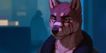 bandage black_nose blood bodily_fluids brown_body brown_fur clothed clothing fur male outside sad scar scratches solo topwear tuft wounded otteranon blade_runner canid canine canis mammal wolf headshot_portrait hi_res portrait