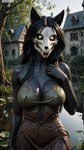 animal_ears anthro black_hair breasts cleavage clothed clothing female female_anthro hair large_breasts long_hair photorealism photorealistic realistic scp_foundation solo stable_diffusion torn_clothes yiffyjiffy2 mal0 scp-1471 scp-1471-a canid canine mammal hi_res watermark