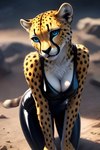 anthro female solo cheetah felid feline mammal