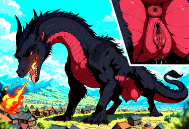 animal_genitalia animal_pussy anus bodily_fluids breasts butt claws dripping female feral genital_fluids genitals horn mythology nipples nude presenting pussy scales solo tongue diddlier dragon mythological_creature mythological_scalie scalie hi_res