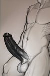 2023 anthro big_penis black_penis fur genitals humanoid_genitalia humanoid_penis male male_focus penis solo vein veiny_penis avaru humanoid hi_res monochrome tagme