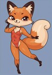 anthro clothing female fox_ears fox_tail one-piece_swimsuit red_clothing red_underwear solo standing swimwear underwear wonderlol90 luna_(vkontakte) canid canine fox mammal hi_res