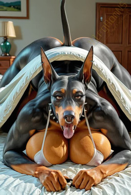 anthro bedroom big_breasts big_butt breasts butt collar curvy_figure eyelashes female first_person_view huge_breasts huge_butt long_eyelashes looking_at_viewer mature_female piercing solo spiked_collar spikes teasing under_blanket vlrgromns canid canine canis dobermann domestic_dog mammal pinscher animated short_playtime webm