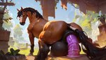 anal anal_penetration anus balls big_anus big_balls black_mane brown_body brown_fur dildo dildo_sitting feral fur genitals horse_tail huge_balls hyper hyper_anus hyper_balls hyper_genitalia large_penetration lube_drip lube_in_ass male mane penetration pulprdelac337 sex_toy solo spread_anus spreading equid equine horse mammal