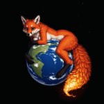 anthro breast_squish breasts earth female feral fire firefox flaming_tail planet solo squish traialas canid canine fox mammal hi_res