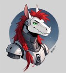 anthro armor dragon green_eyes hair hi_res icefoxai male red_hair solo