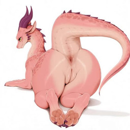 anus big_butt butt female feral genitals mythology pink_body pink_scales pussy scales simple_background tail_motion tailwag white_background yellow_eyes sysns dragon mythological_creature mythological_scalie scalie animated short_playtime webm