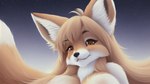 amber_eyes anthro blonde_hair canid canine close-up female fox hair hi_res mammal portrait raster solo