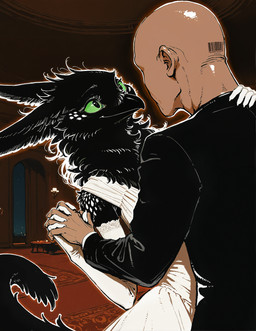 5_fingers anthro armwear bald barcode beak black_body black_fur claws clothing dancing dress duo elbow_gloves female fingers fluffy fur gloves green_sclera hand_holding hand_on_shoulder handwear happy inside long_tail looking_at_another male male/female neck_tuft night slim smile spots spotted_body spotted_fur tuft white_clothing white_dress white_gloves white_handwear oldhroft agent_47 shadow_(oldhroft) avian human mammal velari hi_res