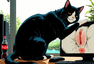 animal_genitalia animal_pussy anus beverage bodily_fluids butt coca-cola dripping female feral fur genital_fluids genitals looking_at_viewer nude pussy smile solo tuft diddlier domestic_cat felid feline felis mammal hi_res