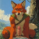 anthro bedroom_eyes cowgirl_position crouching disney duo from_front_position genitals harness human_on_anthro humanoid_genitalia interspecies male male/male narrowed_eyes nature nature_background on_bottom on_top outside outside_sex plant seductive sex tree extravirginweaseloil robin_hood_(disney) robin_hood canid canine fox human mammal red_fox hi_res