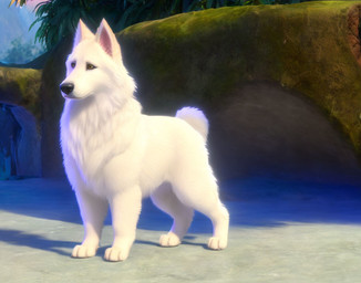 ambiguous_gender feral floor leaf looking_away outside solo smu000 canid canine canis domestic_dog mammal nordic_sled_dog samoyed spitz 2022