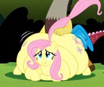 anthro anthro_on_feral bestiality big_butt bite biting_lip butt female female_penetrated feral from_behind_position jiggling male male/female obese overweight overweight_female overweight_feral penetration sex thick_thighs wide_hips my_little_pony discord_(mlp) fluttershy_(mlp) chimera draconequus equid equine horse hybrid mammal pony