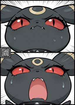 angry chibi cute_fangs feral looking_at_viewer motion_lines pupils simple_background slit_pupils solo white_background the_yiff_republic nintendo pokemon selena_(the_yiff_republic) eeveelution generation_2_pokemon pokemon_(species) umbreon invalid_tag absurd_res hi_res meme