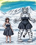 anthro clothed clothing female growth mountains solo transformation transformation_sequence kyxsoon felid mammal pantherine tiger hi_res